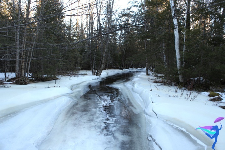frozen stream water ice Maine
