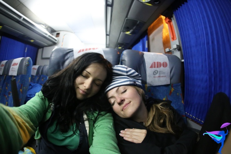 girls sleep bus