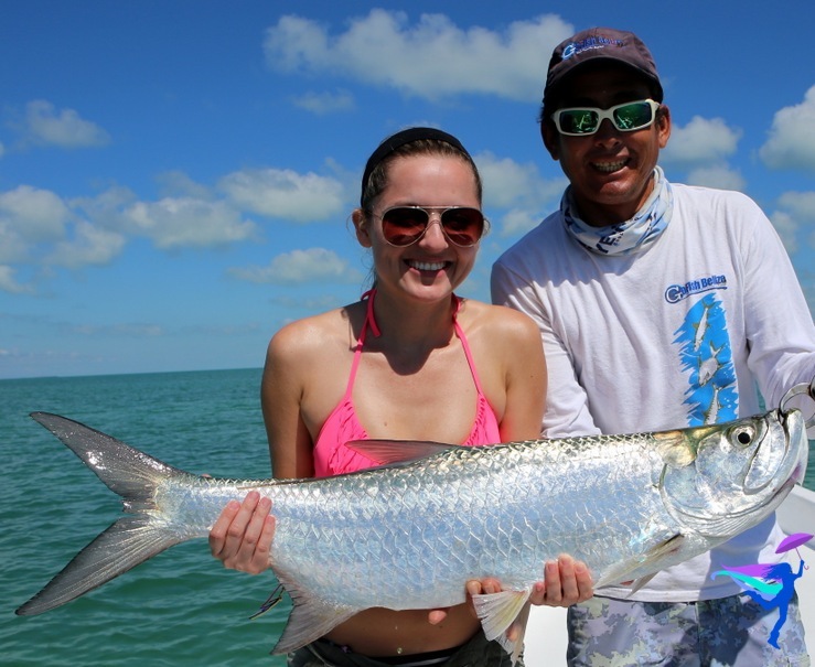 GoFish Belize girl caught huge tarpon fish