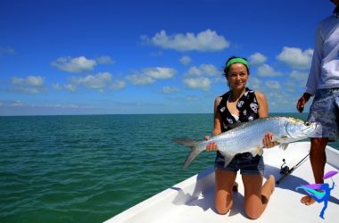 GoFish Belize girl caught huge tarpon fish