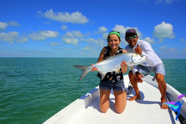 GoFish Belize girl caught huge tarpon fish