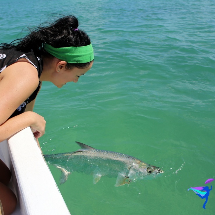 GoFish Belize girl caught huge tarpon fish