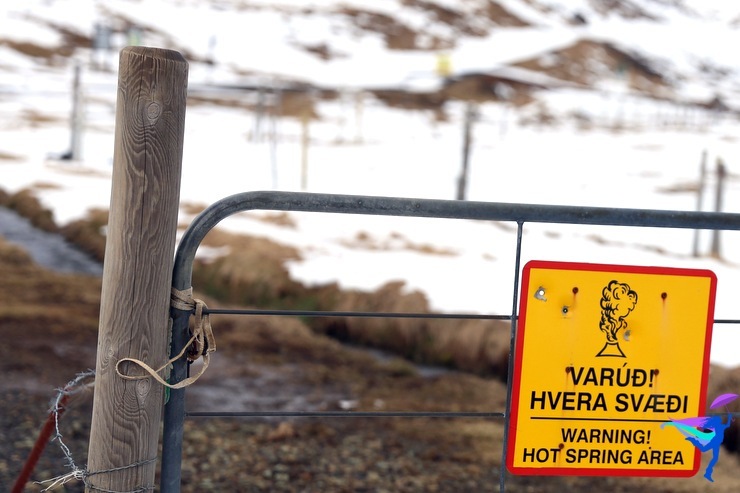 warning Hot springs Iceland