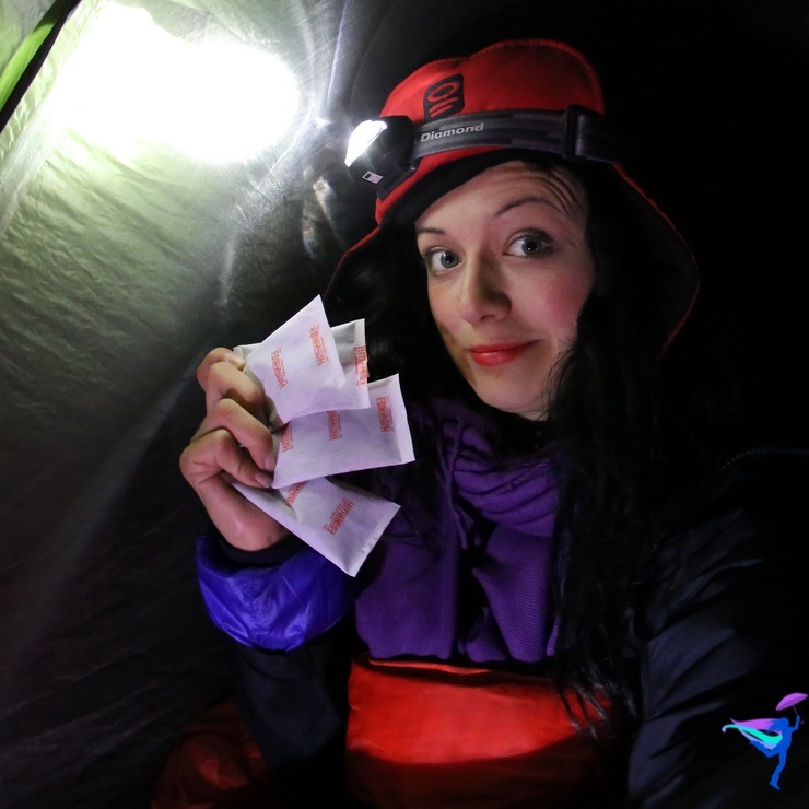Winter Camping Iceland hot hands