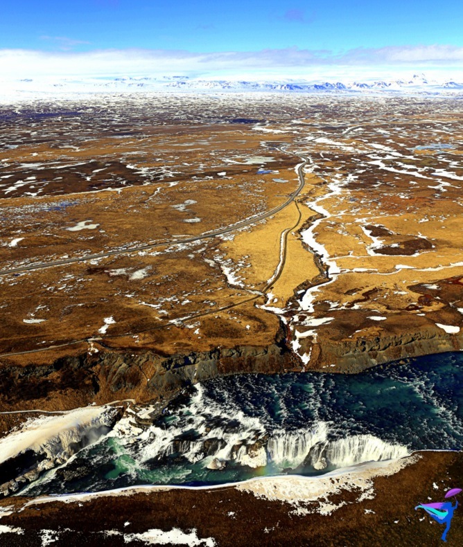 Aerial Photography Iceland Waterfall