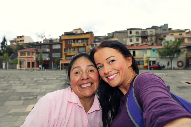 An Ecuadorian woman, Julia- whom I paid to walk around with me and take some photos. It turned out to be a great cultural exchange as well.