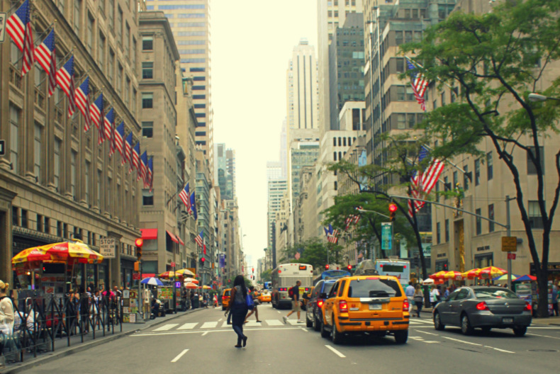 New York City Street American Flags