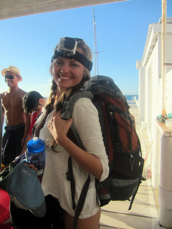 My awesome friend Gladys filming with the GoPro head cam!