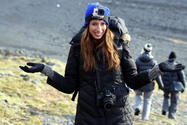 Christine, filming with the GoPro head cam.