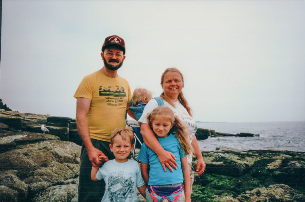 family on Maine coast