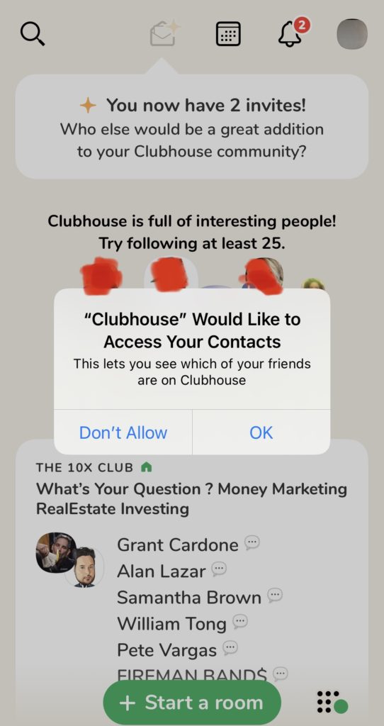 Clubhouse App Screenshot